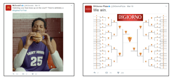 McDonalds and DiGiorno NCAA social ads